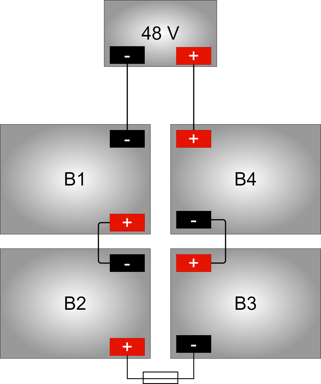 Koblingsskjema for batterier i batteribackup