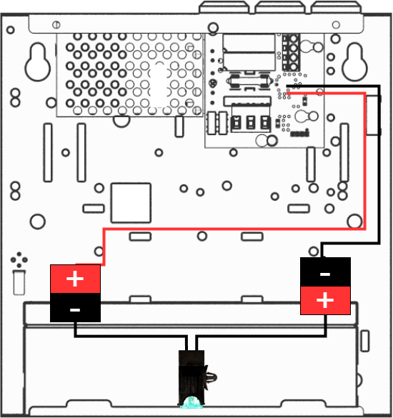Innkobling av to (12 V) batterier med sikring