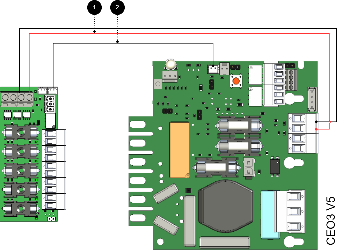 Koble til kortet som vist på bildet.
