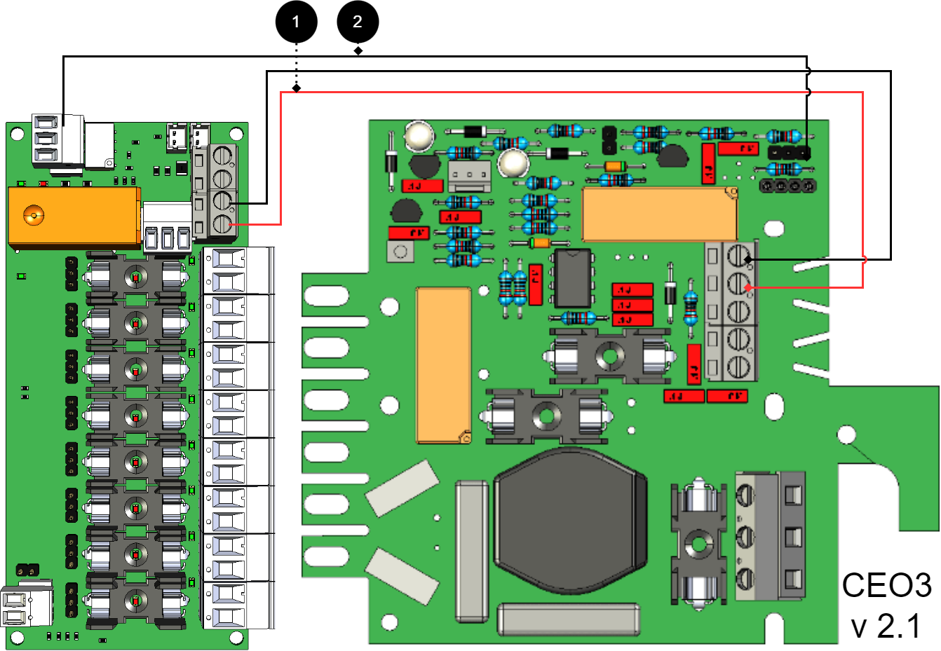Connect the card as shown in the picture.