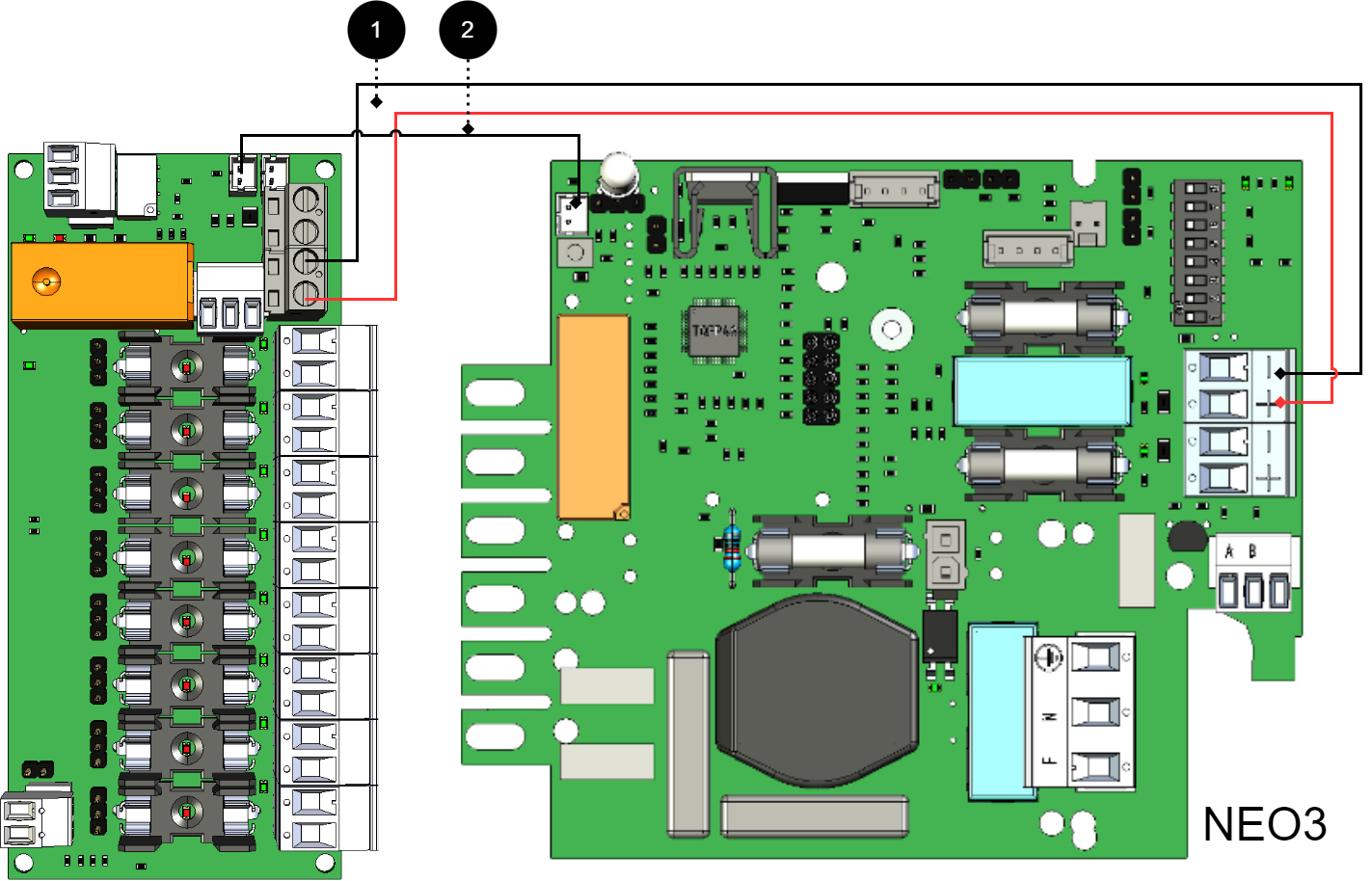 Anslut kortet som bilden visar.