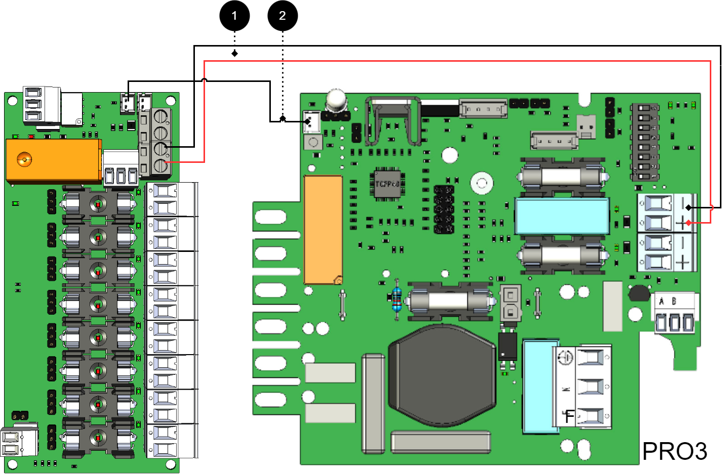 Anslut kortet som bilden visar.