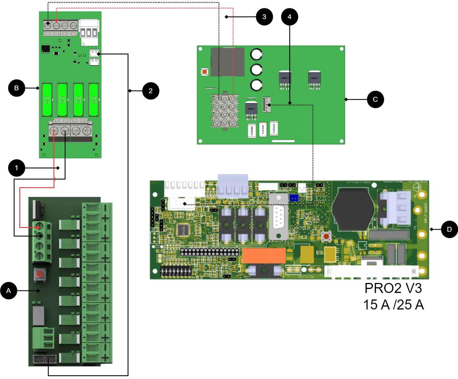 Koble til kortet som vist på bildet