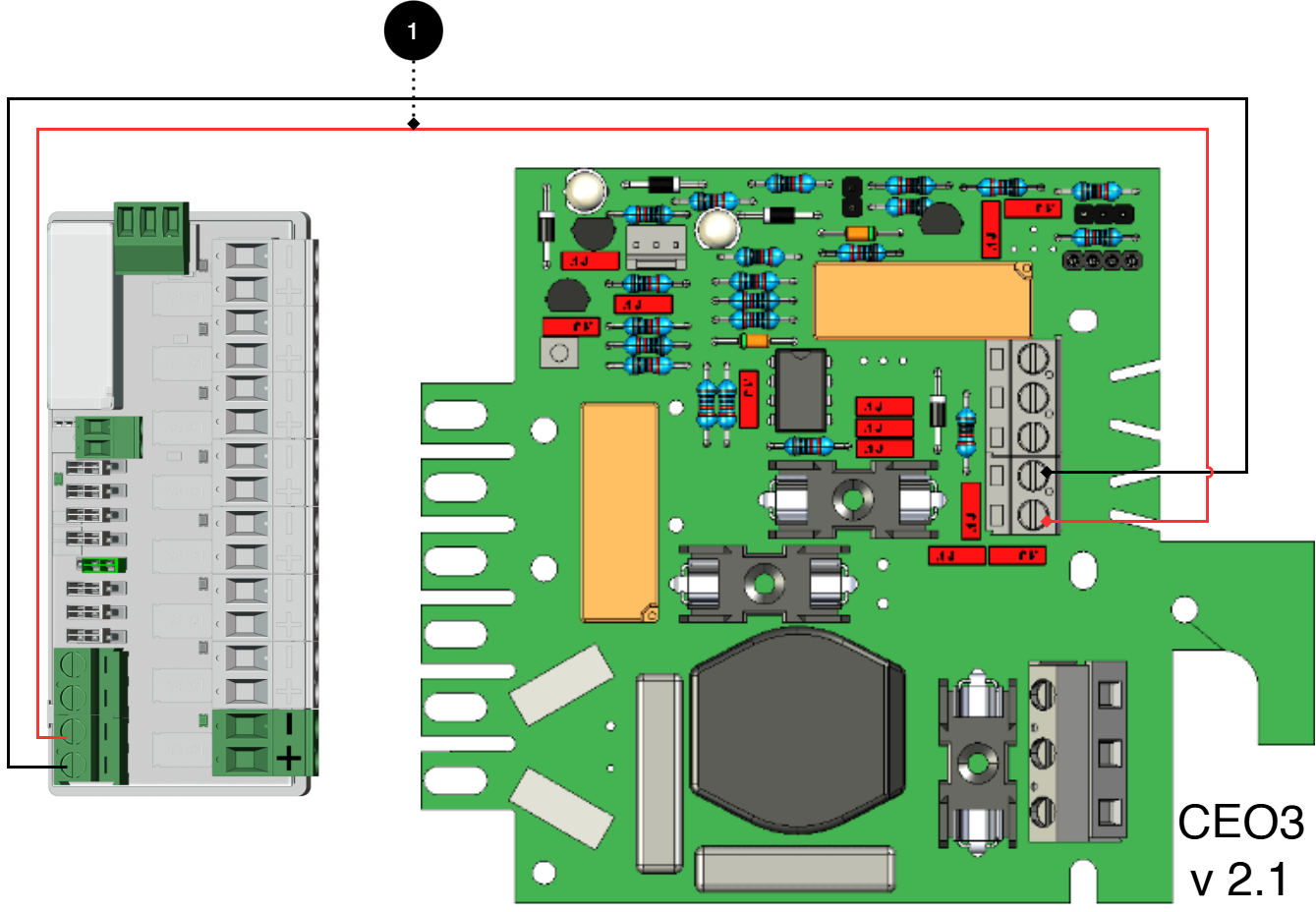 Koble til kortet som vist på bildet
