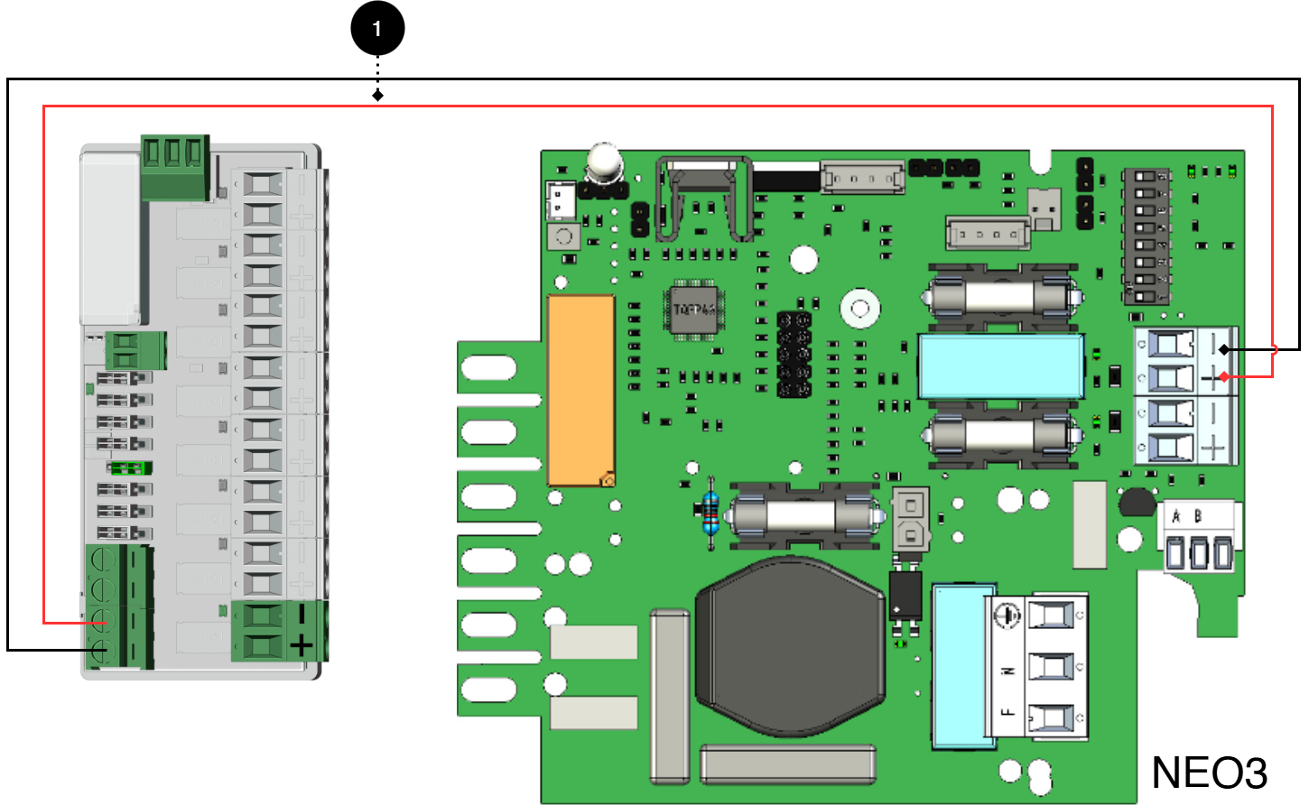 Anslut kortet som bilden visar