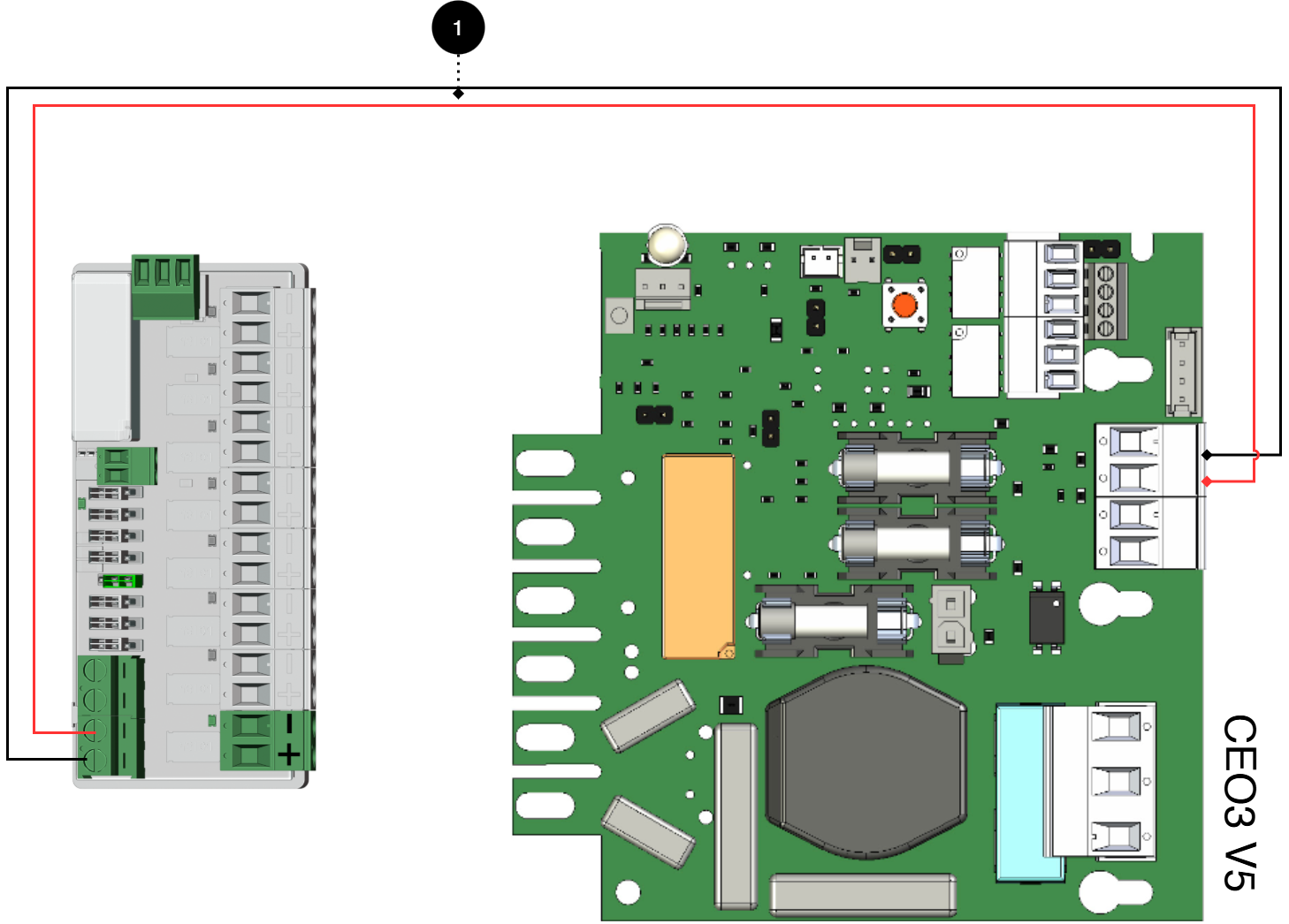 Anslut kortet som bilden visar