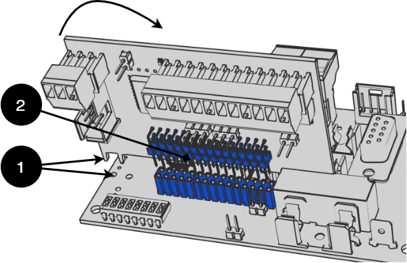 Relay cards are mounted on terminals on motherboards