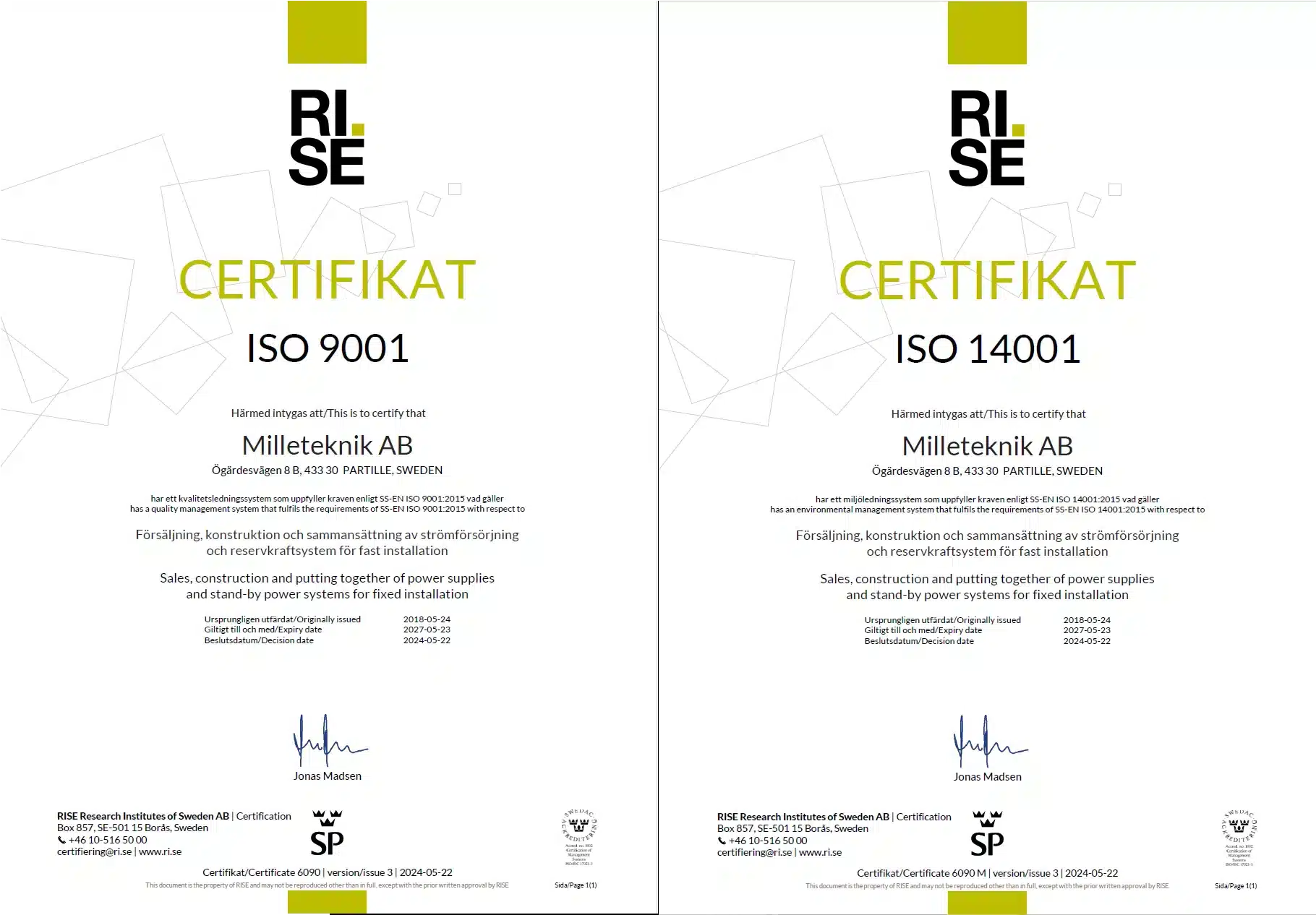 Milleteknik - Certifkat 2024